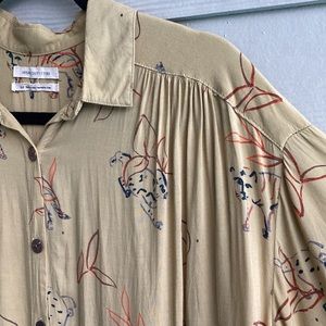 Urban Outfitters Tiger Jungle cat print Rayon short sleeve shirt